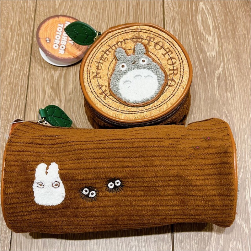 Embroidery Online - となりのトトロかわいい漫画刺繍ラウンドコーデュロイ鉛筆バッグ大容量学生文具収納ポーチペンケース