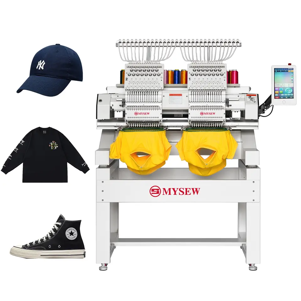 Embroidery Machine Computerized - MYSEW MBC-1202/1502 2ヘッド12/15針工業用自動高速コンピュータ刺繍機販売中