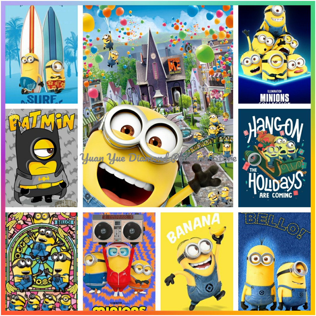 Embroidery Ideas - 1pc フレームレスダイヤモンドペインティングかわいい-M-Minions 漫画素敵なダイヤモンドペインティングクロスステッチキットピクセルモザイク刺繍ホームデコ