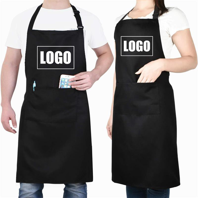 Embroidery Kitchen - 大サイズ防水カスタマイズされたプリント刺繍ロゴ署名キッチンホームシェフベーキング服ポケット大人よだれかけウエストエプロン
