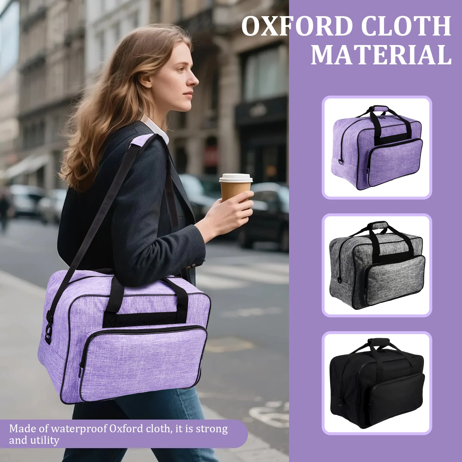 Embroidery Removal Tool - 取り外し可能なショルダーストラップとデュアルハンドル付きのミシンキャリーケース、ユニバーサルソーイングバスケット、旅行用の広々とした収納スペース