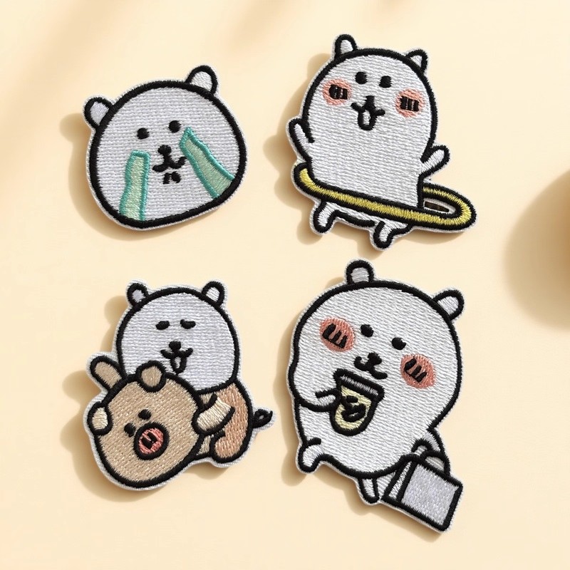 Embroidery Patches - 4枚入りのかわいい漫画アニメジョークベアの補修用衣料品バッグ刺繍装飾パッチ、新しい布製パッチ
