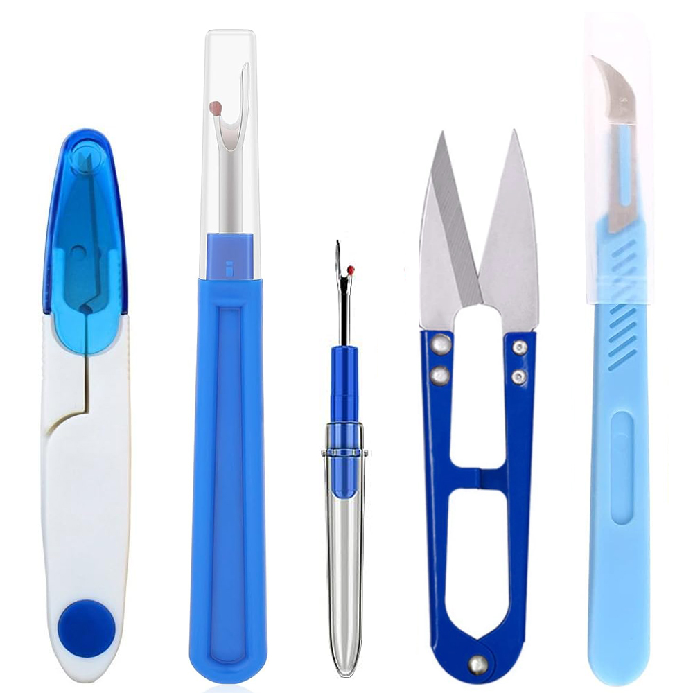 Embroidery Removal Tool - 5個入り裁縫道具キット、縫い目切り取りセット、U字型糸切りはさみ、刺繍リムーバー、便利なステッチリッパー、裁縫道具