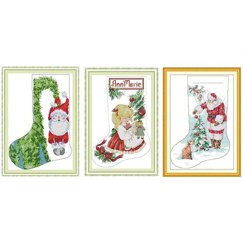 Dmc Floss Set - ジョイサンデー クリスマスストッキング 刺繍キット アイーダ14/1611CT キャンバス 刺繍