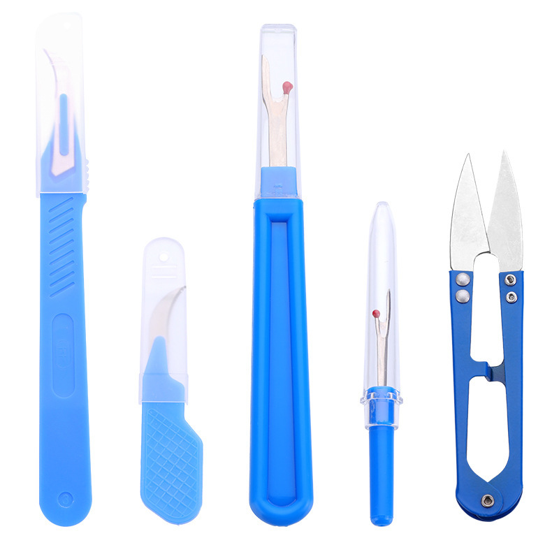 Embroidery Removal Tool - 縫製用シームリッパーキット ブルー 縫い目糸抜き カッター リムーバー 縫製