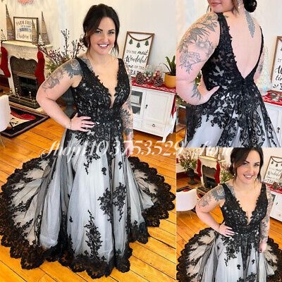 Embroidery Gothic - ゴシック V ネックのウェディングドレスブラックホワイト刺繍メキシコブライダル A ラインクチュールロングフォーマルな機会のカスタマイズ