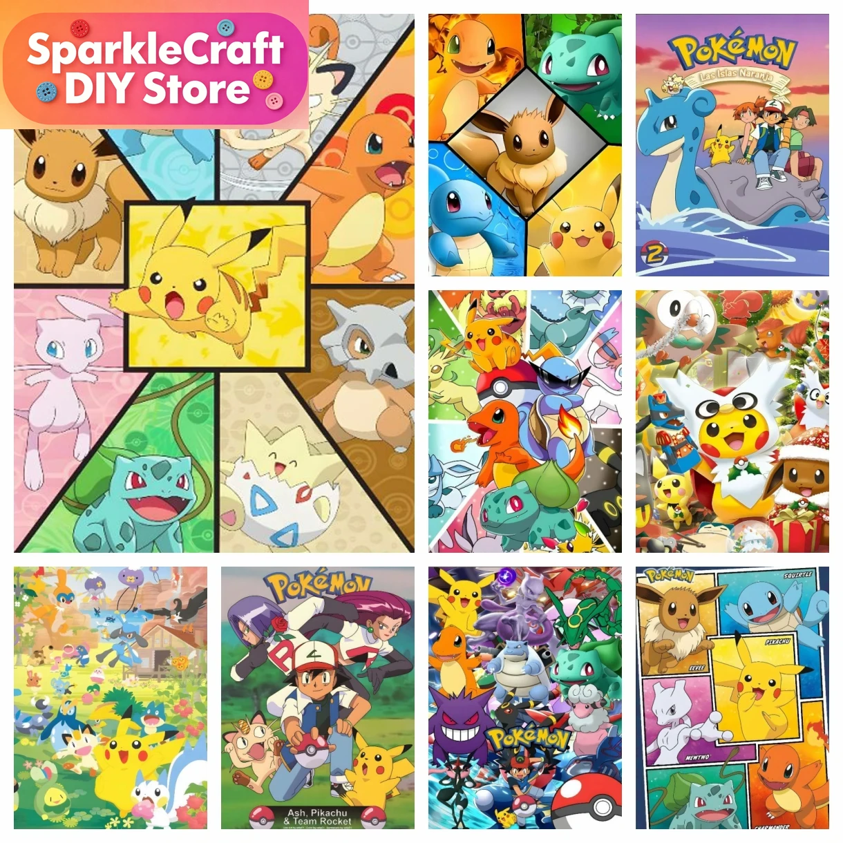 Embroidery Ideas - 1pc フレームレス漫画ポケモンアニメダイヤモンドアート絵画キットステッカー工芸品モザイク刺繍チャームマンガ 5d DIY クロスステッチ H