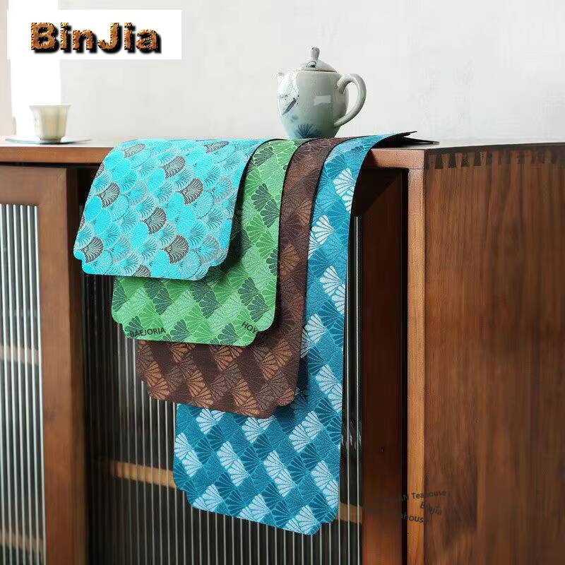 Embroidery Cloth - 織り刺繍錦織ドライフォーム生地のティーテーブルマット、和風ドリンクコースター、家庭用ディナーテーブルクロス、茶道用マット
