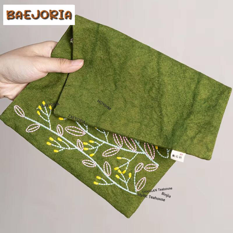 Embroidery Cloth - ナショナルスタイル手作り刺繍キャンバスティータオル禅断熱パッドティーナプキン家庭用茶布茶器コレクション