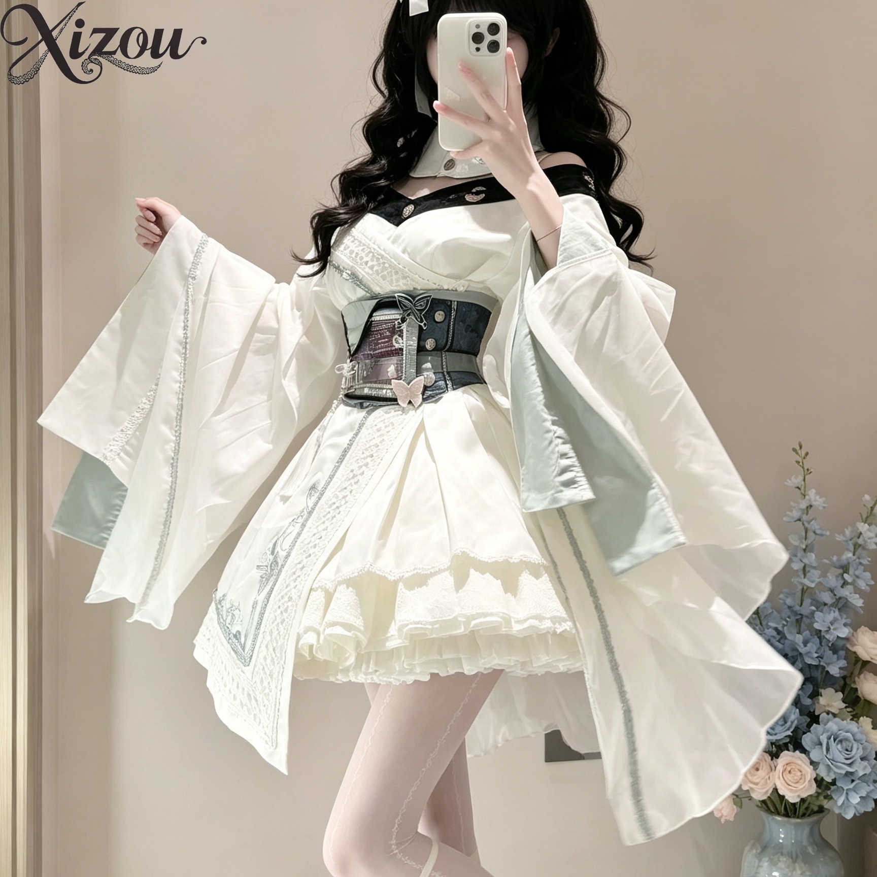 中国風ゴシックロリータOPドレスセット ワイドベルスリーブ  - Embroidery Gothic のレビューと価格