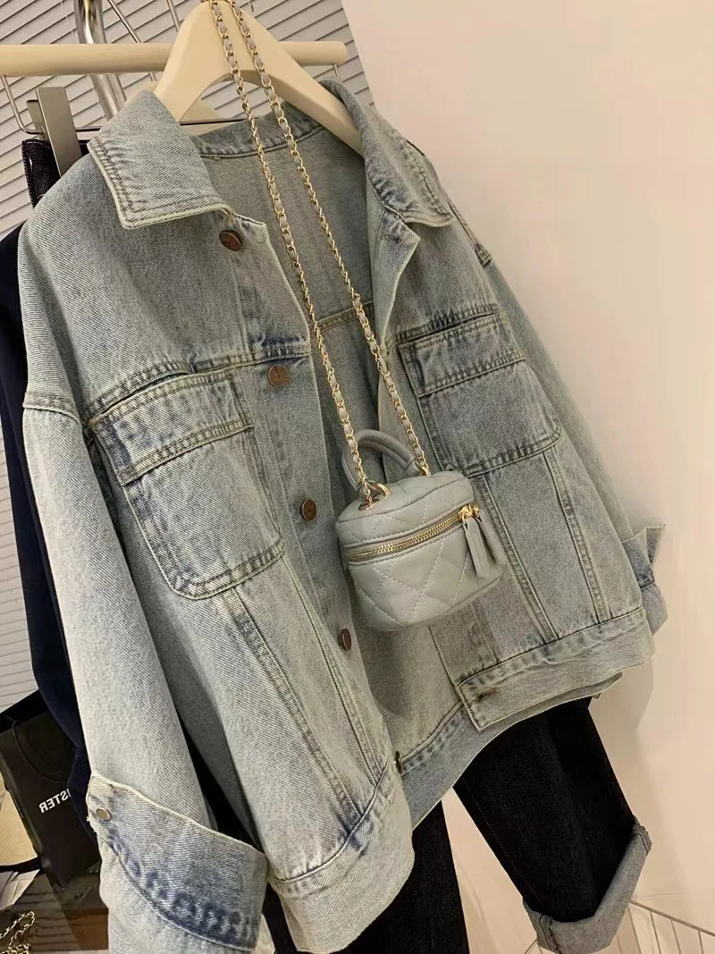 女性用ヴィンテージデニムコート,y2k,春,秋,コットン,ボ - Embroidery Gothic のレビューと価格