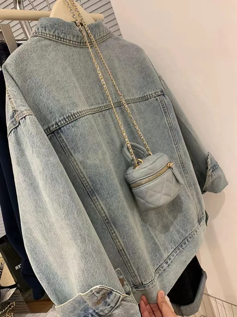 女性用ヴィンテージデニムコート,y2k,春,秋,コットン,ボ - Embroidery Gothic のレビューと価格