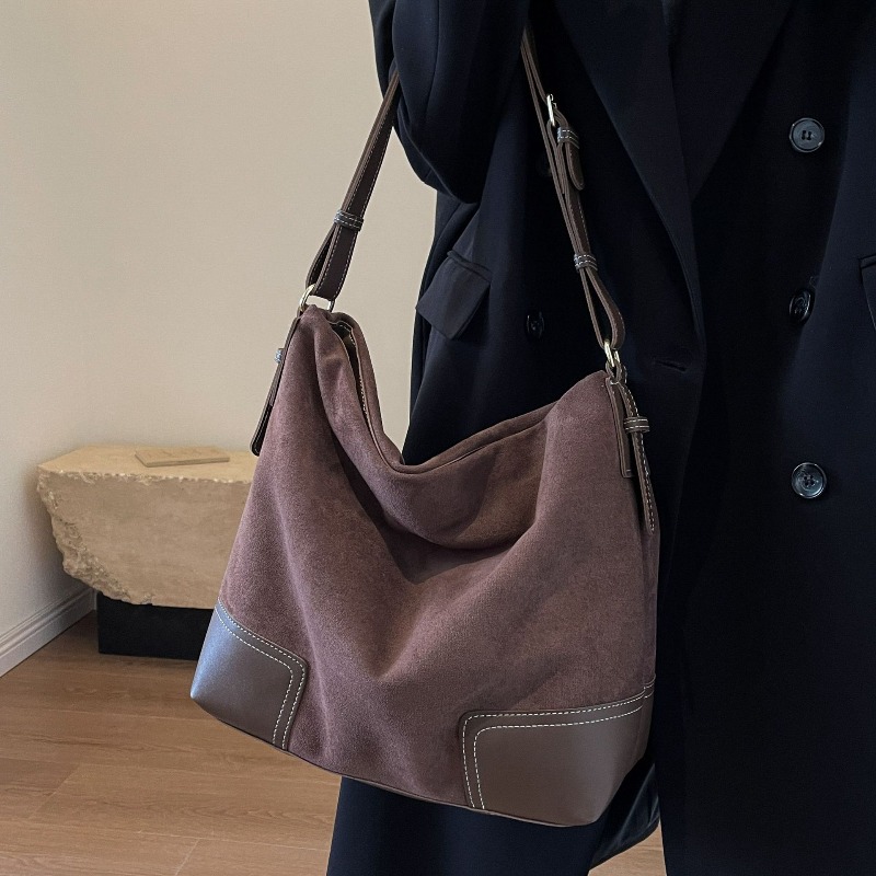 スエードトレンディな多用途トートバッグ女性用ショルダーバッグ - Embroidery Ideas のレビューと価格