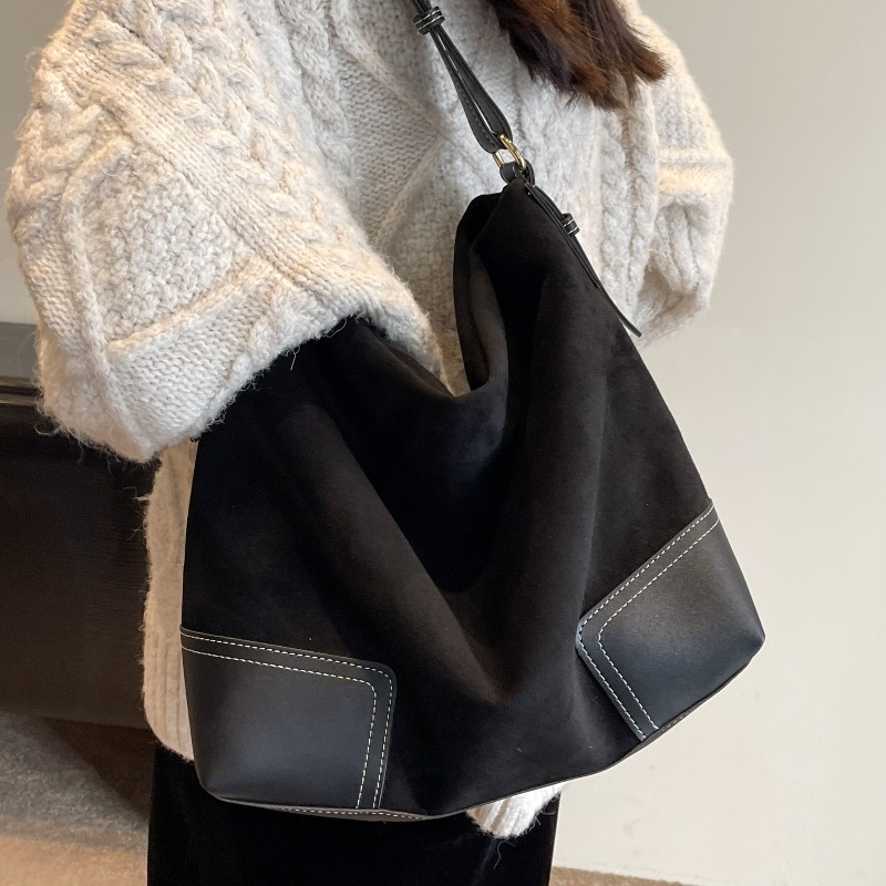 スエードトレンディな多用途トートバッグ女性用ショルダーバッグ - Embroidery Ideas のレビューと価格
