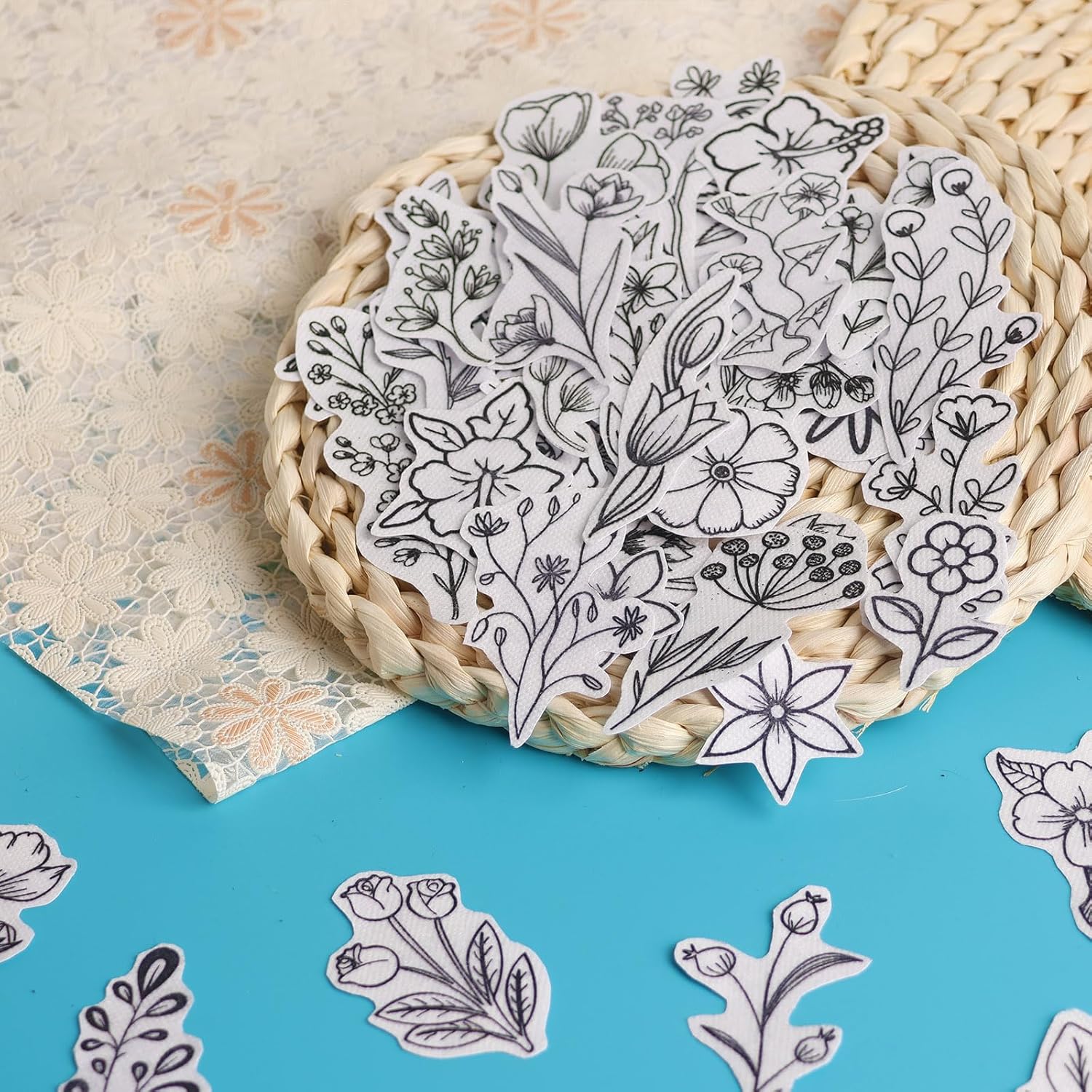 50 個の水溶性刺繍スタビライザー、プリント済みの花と葉のパ - Embroidery Cloth のレビューと価格