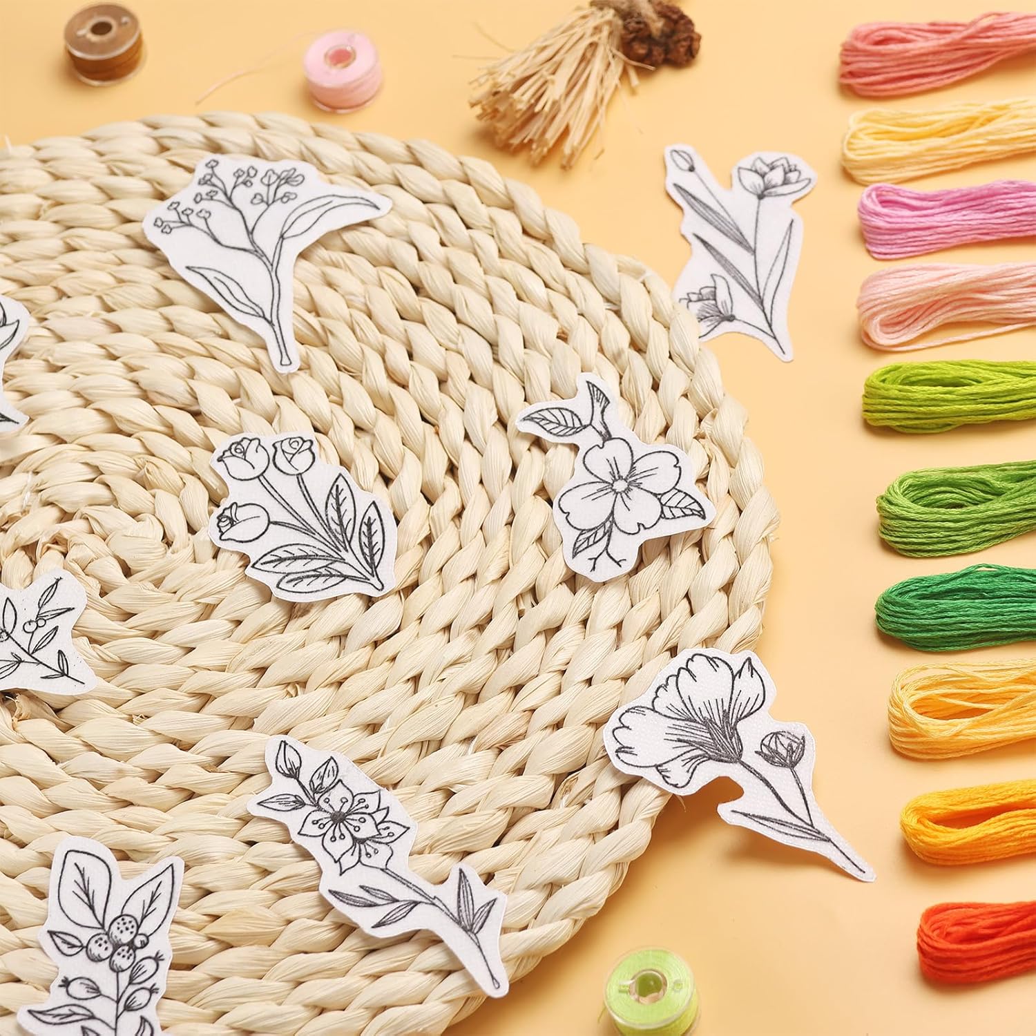 50 個の水溶性刺繍スタビライザー、プリント済みの花と葉のパ - Embroidery Cloth のレビューと価格