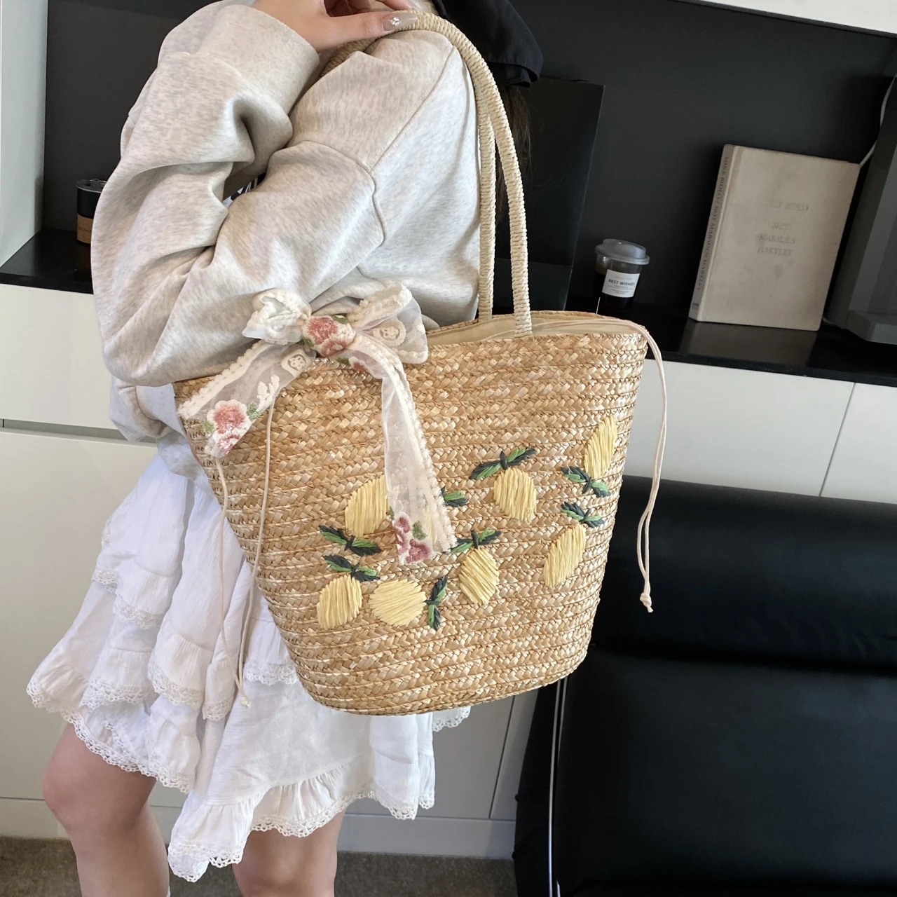 大容量ビーチショルダーバッグデザイナー刺繍ハンドバッグ夏の手 - Embroidery Ideas のレビューと価格