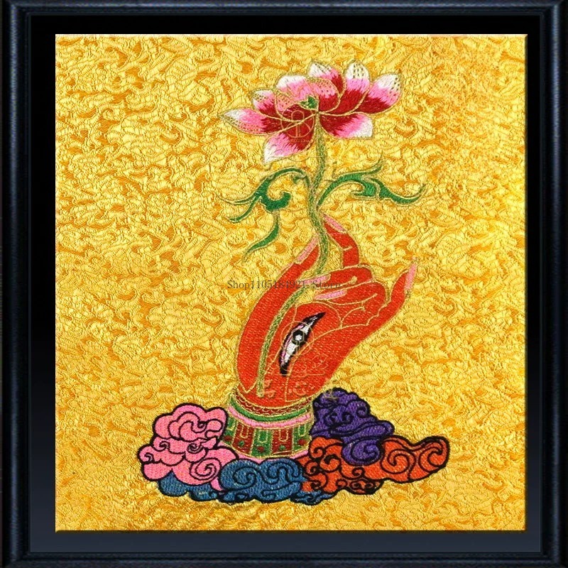 42 センチメートルダブル刺繍サテン生地蓮ベルガモット経典カ - Embroidery Cloth のレビューと価格