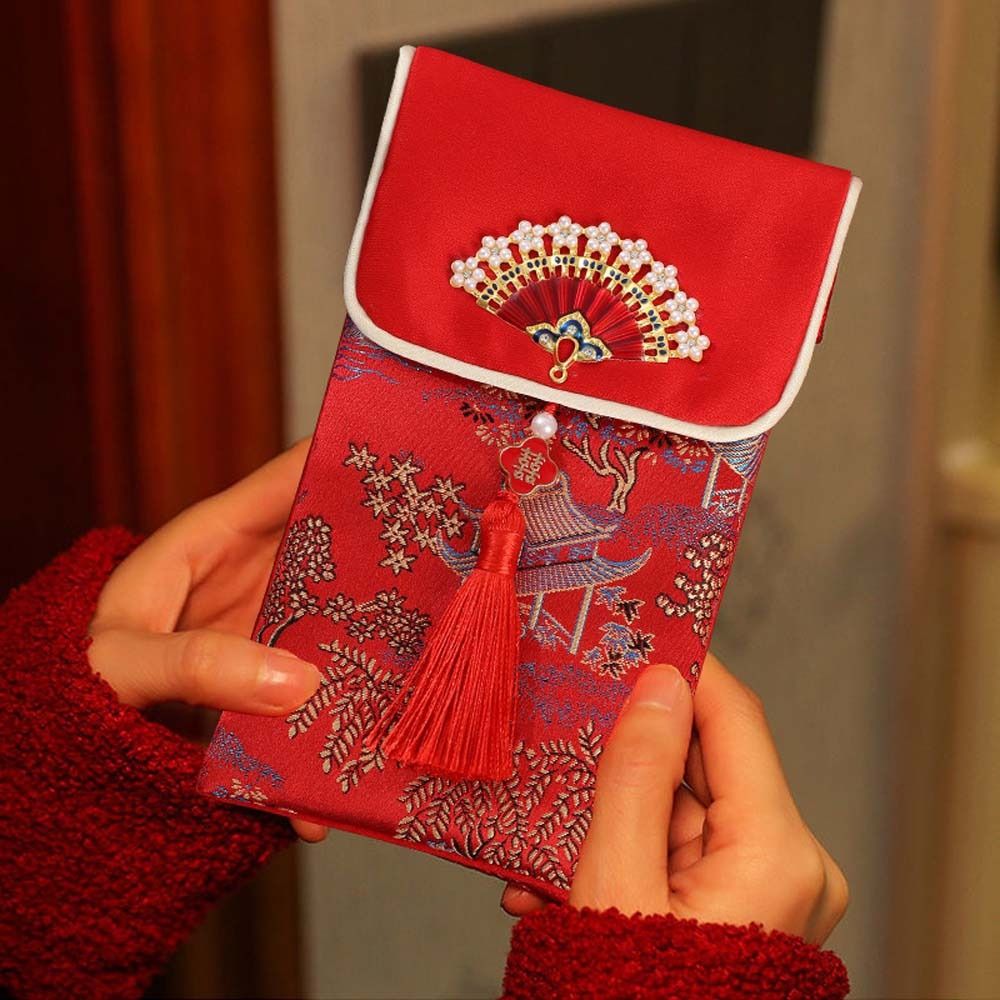 新年の祝福の言葉入り紅封筒 春節ブロケード布タッセル 202 - Embroidery Cloth のレビューと価格