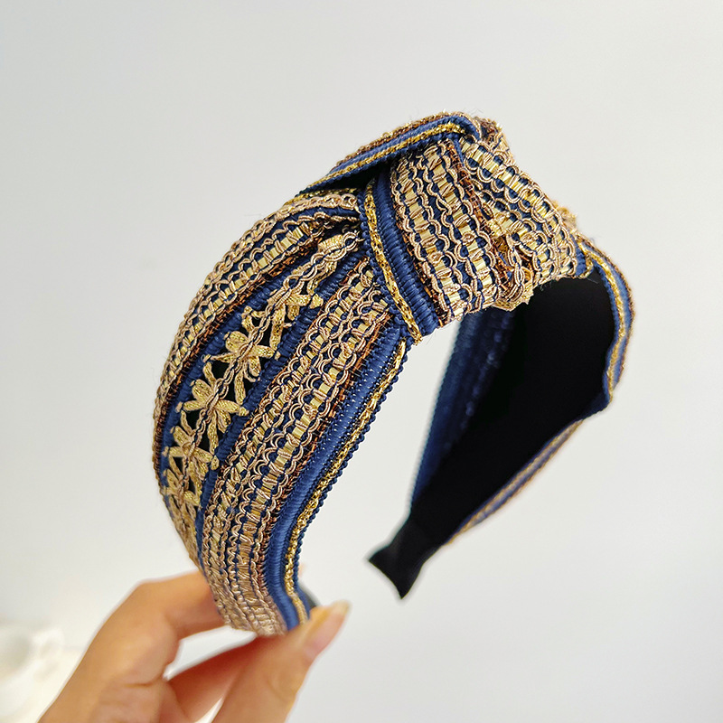 女性と女の子のためのヴィンテージボヘミアンヘッドバンド,ゴー - Embroidery Gold のレビューと価格