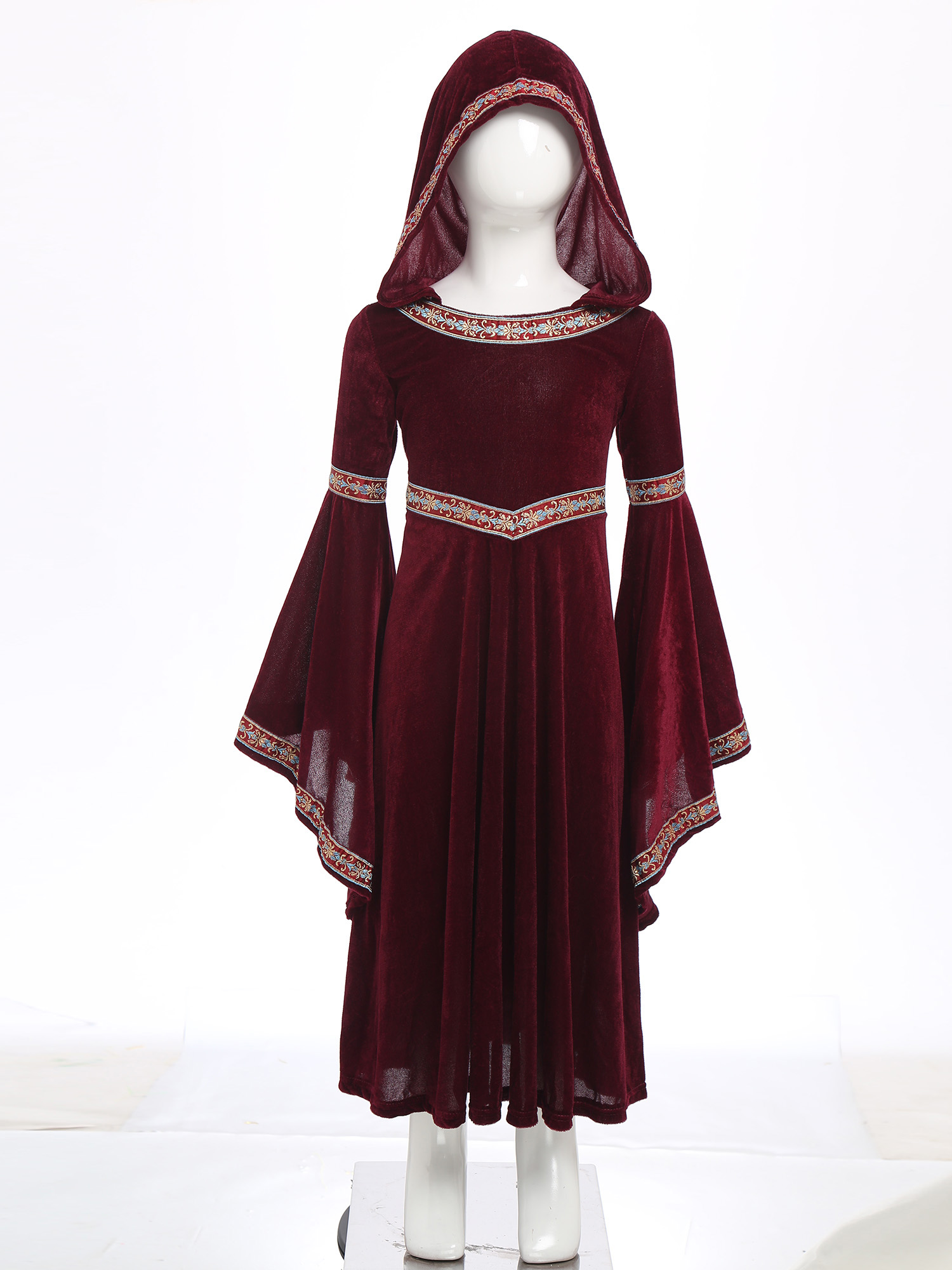 フード付き中世プリンセスコスチューム 女の子用 ロングルネッ - Embroidery Gothic のレビューと価格