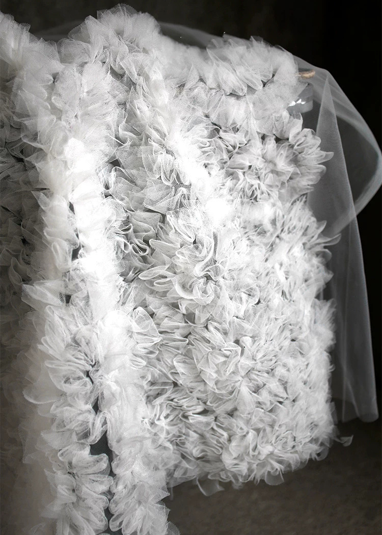 1 ヤード 3D テクスチャマイクロ透明メッシュ刺繍生地、ウ - Embroidery Wedding のレビューと価格