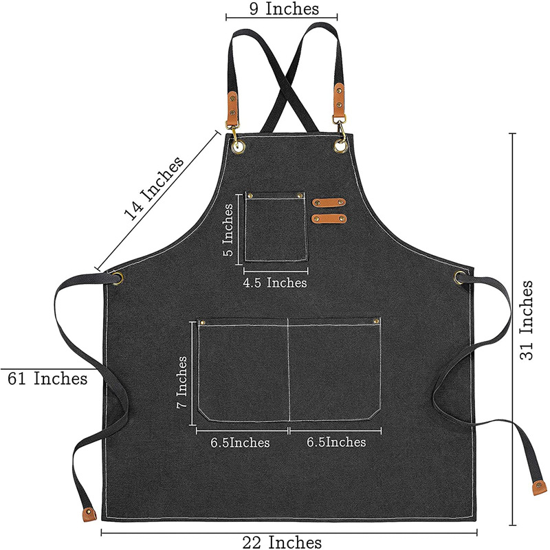 男性と女性のためのカスタム刺logoロゴキャンバスエプロン、 - Embroidery Kitchen のレビューと価格