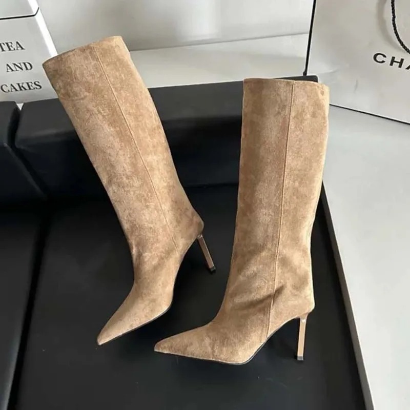 高級婦人用ロングブーツ ファッションスエードスローチブーツ  - Embroidery Ideas のレビューと価格