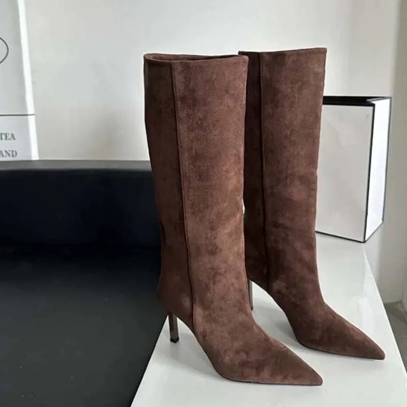 高級婦人用ロングブーツ ファッションスエードスローチブーツ  - Embroidery Ideas のレビューと価格