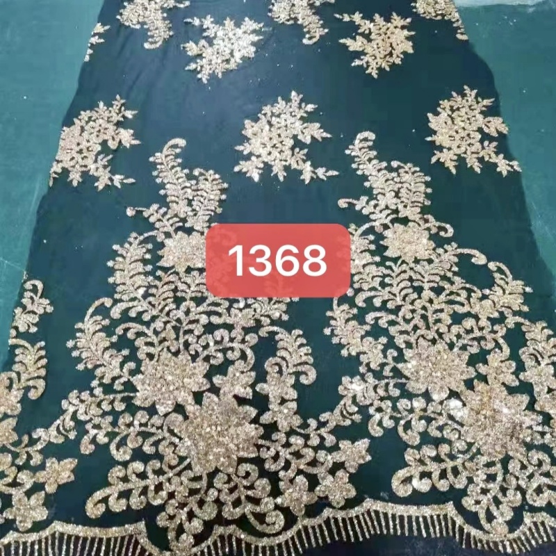 10 ヤードダークグリーンファディオンアフリカグリッター生地 - Embroidery Gold のレビューと価格