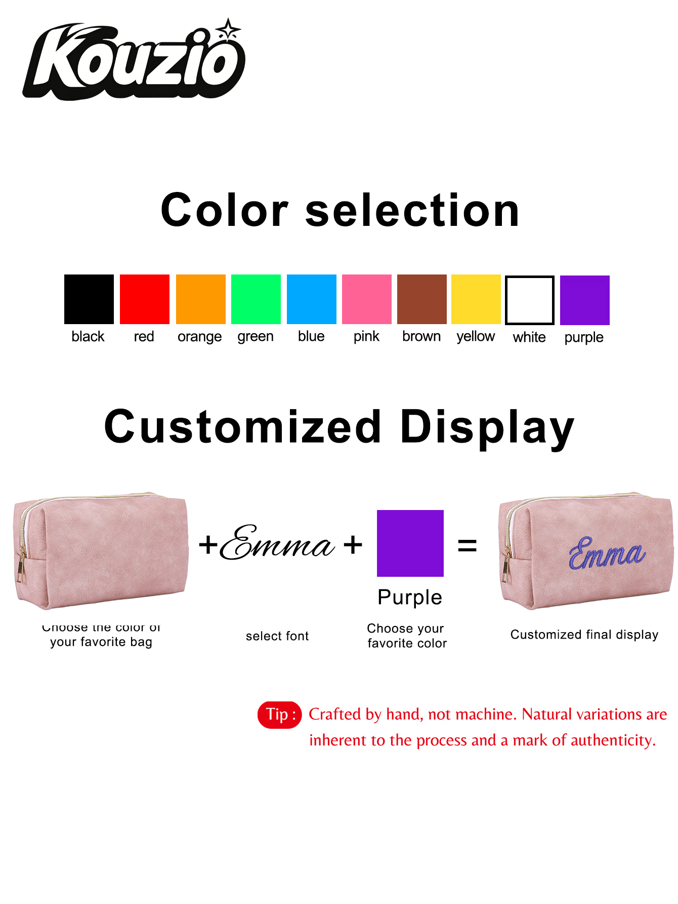 大きな正方形のフェイクスエード製カスタムテキスト刺繍ジッパー - Embroidery Online のレビューと価格
