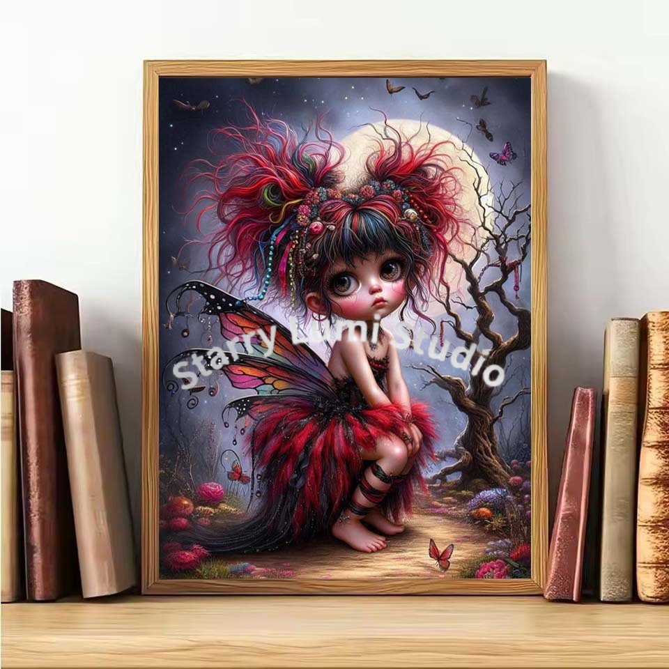 5Dダイヤモンドペインティングキット ゴシックガールとクマ  - Embroidery Gothic のレビューと価格