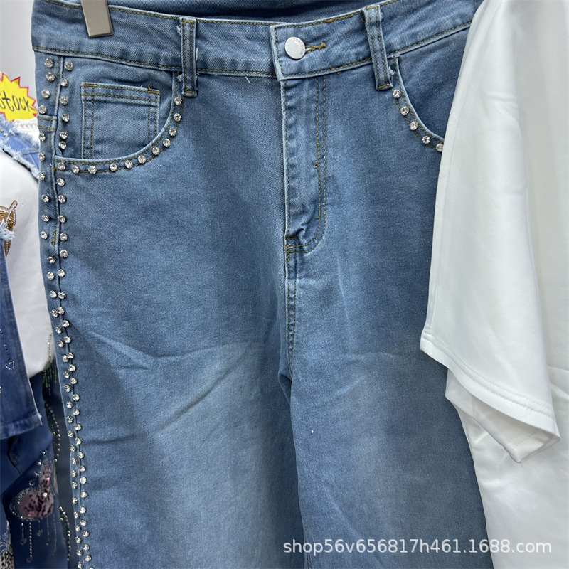 春夏新作ゆったりレディースツーピースセット刺繍蝶柄白半袖Tシ - Embroidery Blouse のレビューと価格