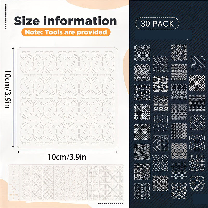 30 個の刺繍テンプレート DIY 刺繍パターン幾何学ライン - Embroidery Yarn のレビューと価格