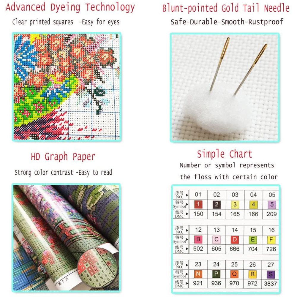 ライオンアニマルプリントクロスステッチ刺繡セット,11カラッ - Dmc Floss Set のレビューと価格
