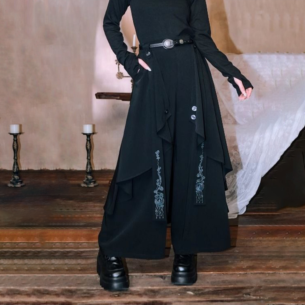 ダークゴシック刺繍リボンレイヤード不規則なスカートパンツジェ - Embroidery Gothic のレビューと価格