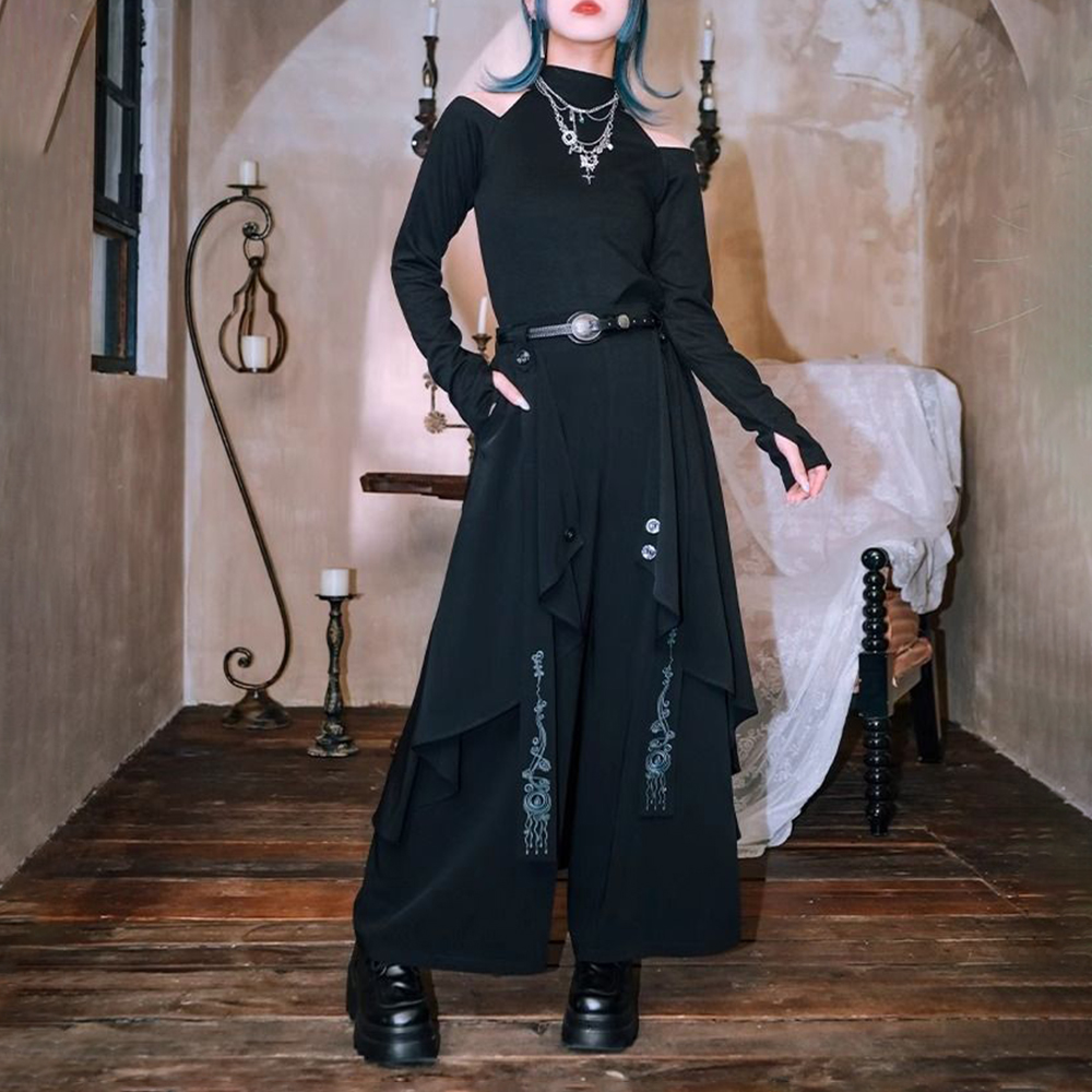 ダークゴシック刺繍リボンレイヤード不規則なスカートパンツジェ - Embroidery Gothic のレビューと価格