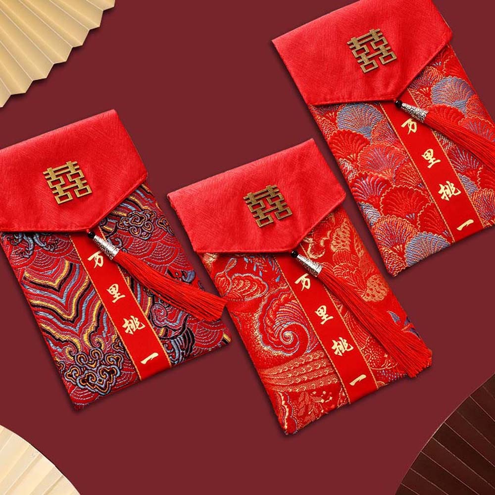 新年の祝福の言葉入り紅封筒、春節の刺繍入り布製タッセル、20 - Embroidery Cloth のレビューと価格