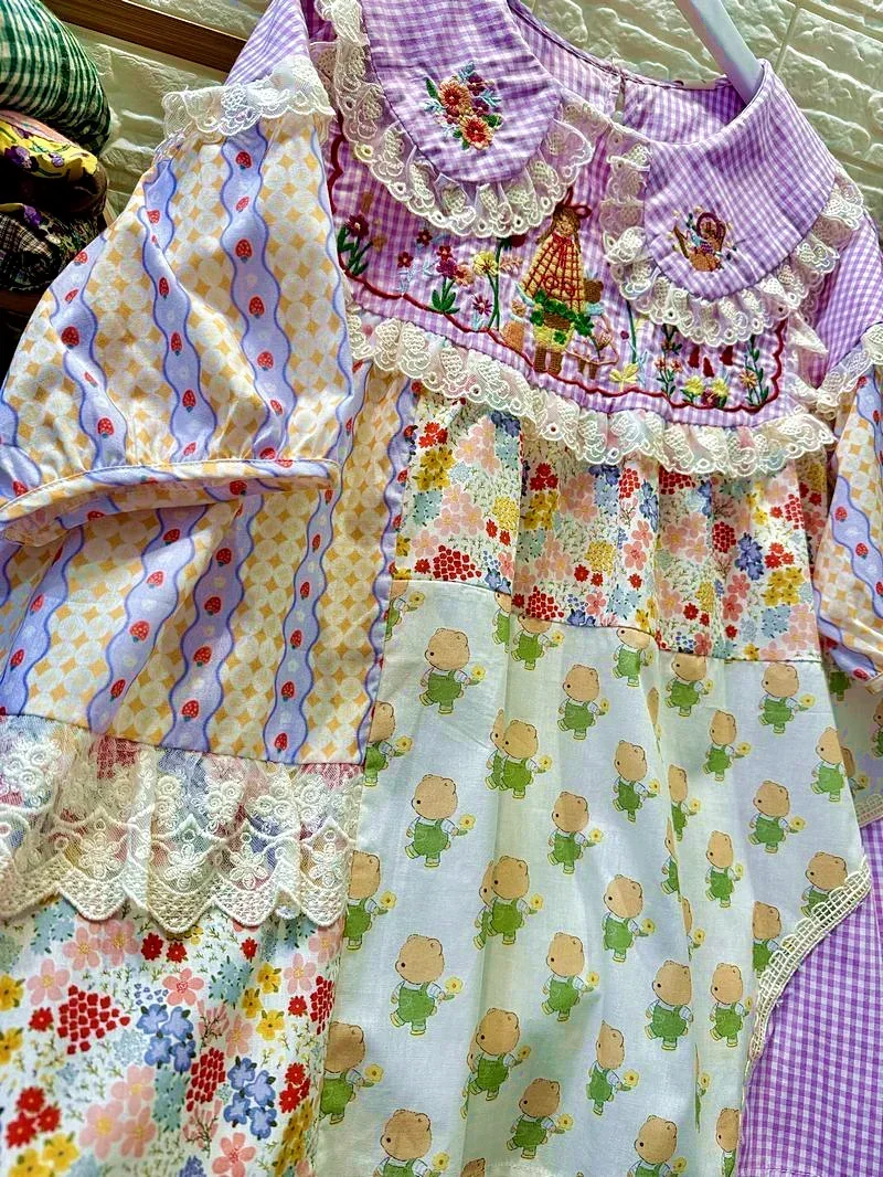 女性のためのフリルレースのベビードール,綿のパッチワークブラ - Embroidery Blouse のレビューと価格