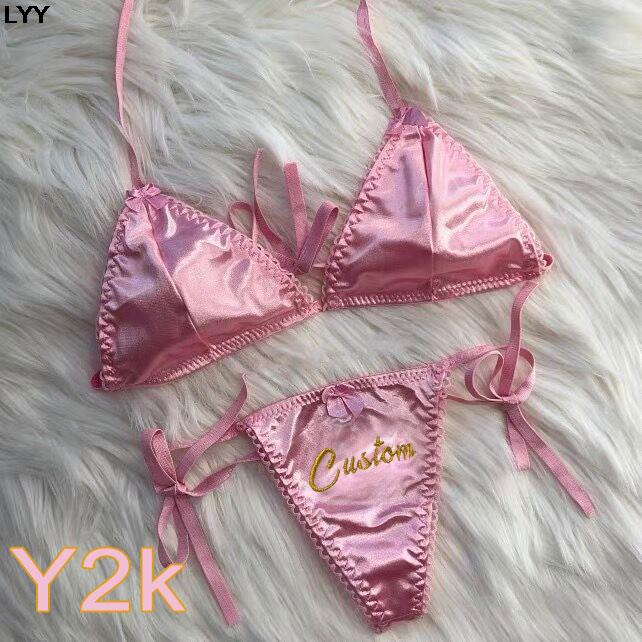 カスタムネーム入りTバック三角ブラセット 2点セット セクシ - Embroidery Name のレビューと価格