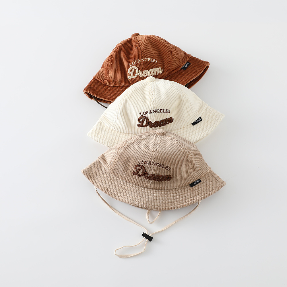 ベビー無地日焼け止め帽子 男の子用保温コーデュロイフィッシャ - Embroidery Letter のレビューと価格