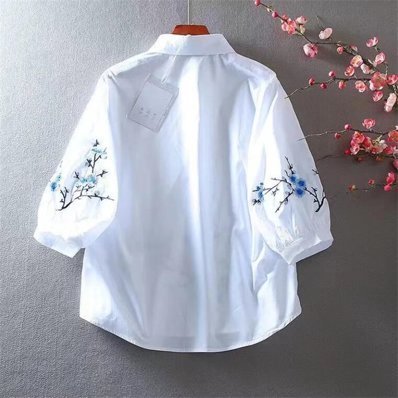女性のための白い刺embroideredシャツ,女性のための - Embroidery Blouse のレビューと価格