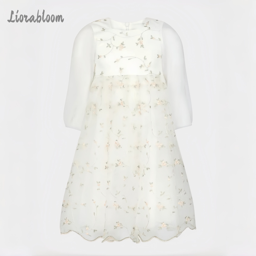 カスタマイズされたフラワーガールドレス プリントテキストドレ - Embroidery Wedding のレビューと価格