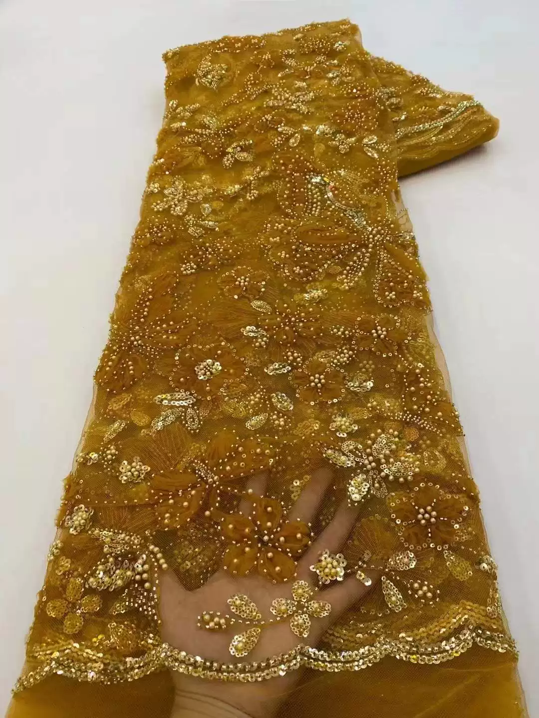 5ヤードスパンコール蝶刺繍レース生地、ウェディングドレス、イ - Embroidery Wedding のレビューと価格