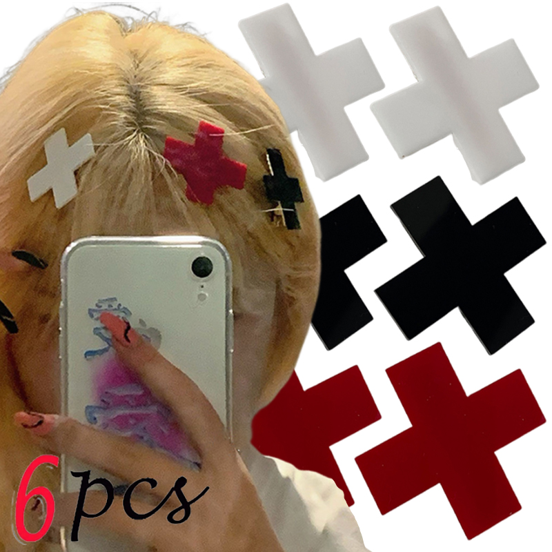 女の子のための赤いクロスヘアクリップ、ゴシック、パンク、ヒッ - Embroidery Gothic のレビューと価格